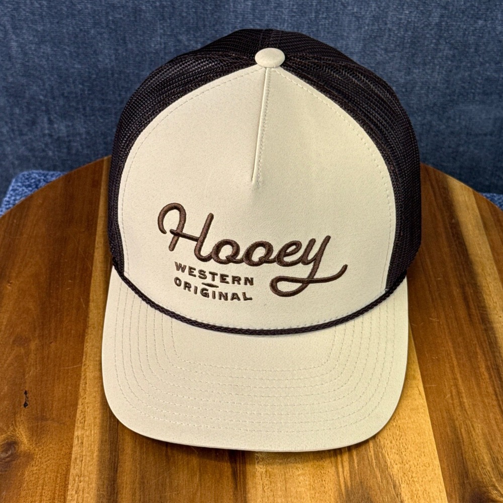 Hooey Trucker Hat OSFA Cream Brown Polyester Spandex Snapback Rope Cap